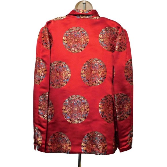 Red Jacket L Reversible Asian Inspired Design Long Sleeve - Picture 3 of 10